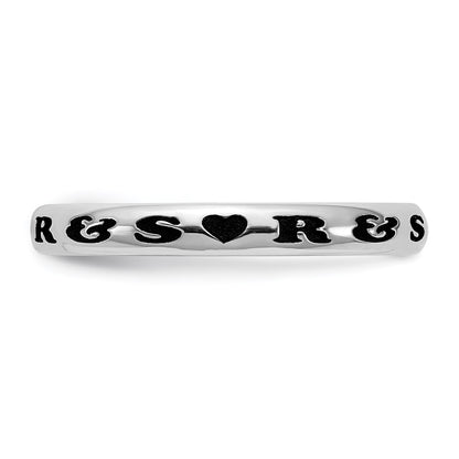 Sterling Silver Rh Plt Stackable Expressions Personalized With Heart Ring
