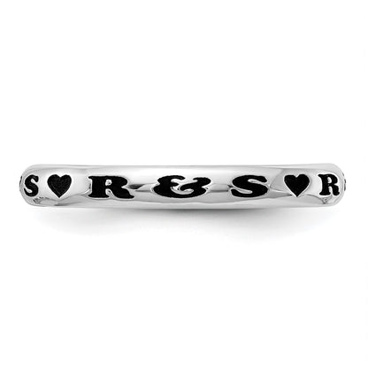 Sterling Silver Rh Plt Stackable Expressions Personalized With Heart Ring