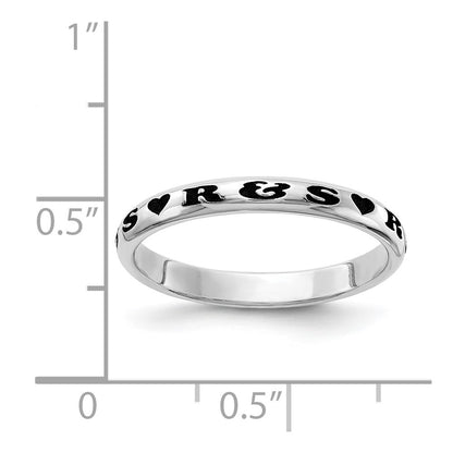 Sterling Silver Rh Plt Stackable Expressions Personalized With Heart Ring