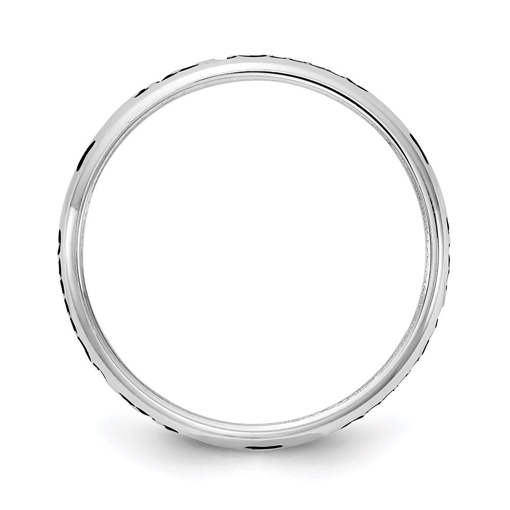 Sterling Silver Ss Rh Plt Stackable Expressions Personalized W/ Paw Print Ring