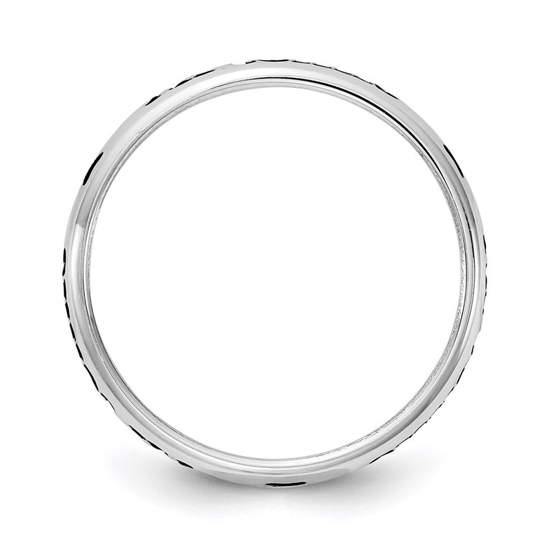 Sterling Silver Ss Rh Plt Stackable Expressions Personalized W/ Paw Print Ring