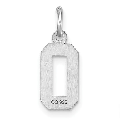 Sterling Silver Rhodium-Plated Diamond-Cut #0 Charm
