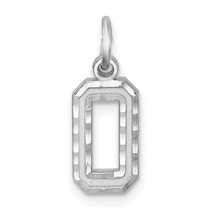 Sterling Silver Rhodium-Plated Diamond-Cut #0 Charm