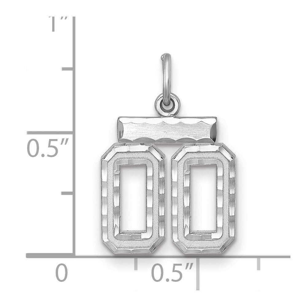 Sterling Silver Rhodium-Plated Small Diamond-Cut #00 Charm