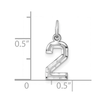 Sterling Silver Rhodium-Plated Diamond-Cut #2 Charm