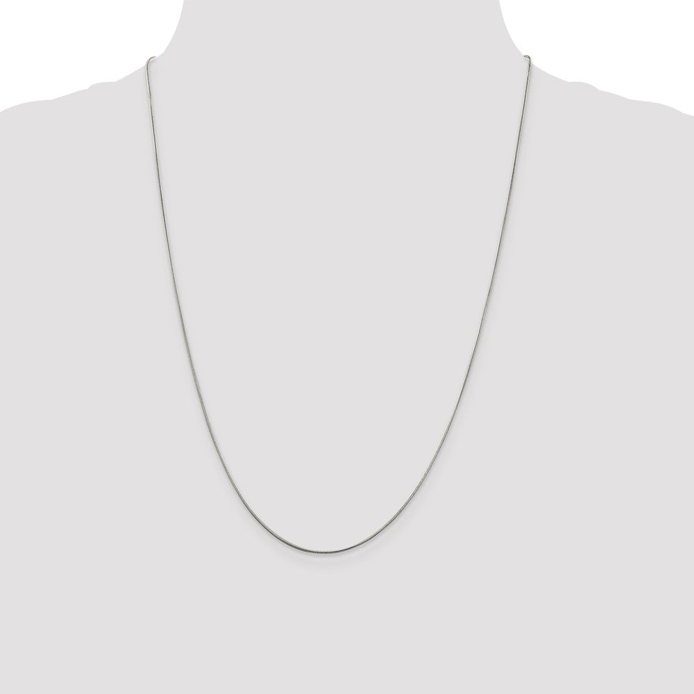 24 Inch Sterling Silver Rhodium-Plated .8mm Round Snake Chain Necklace