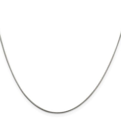 18 Inch Sterling Silver Rhodium-Plated .8mm Round Snake Chain W/2In Ext.