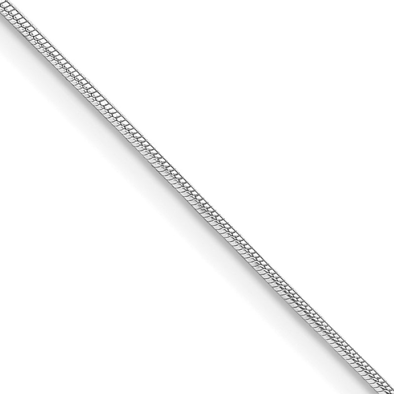 18 Inch Sterling Silver Rhodium-Plated .8mm Round Snake Chain W/2In Ext.