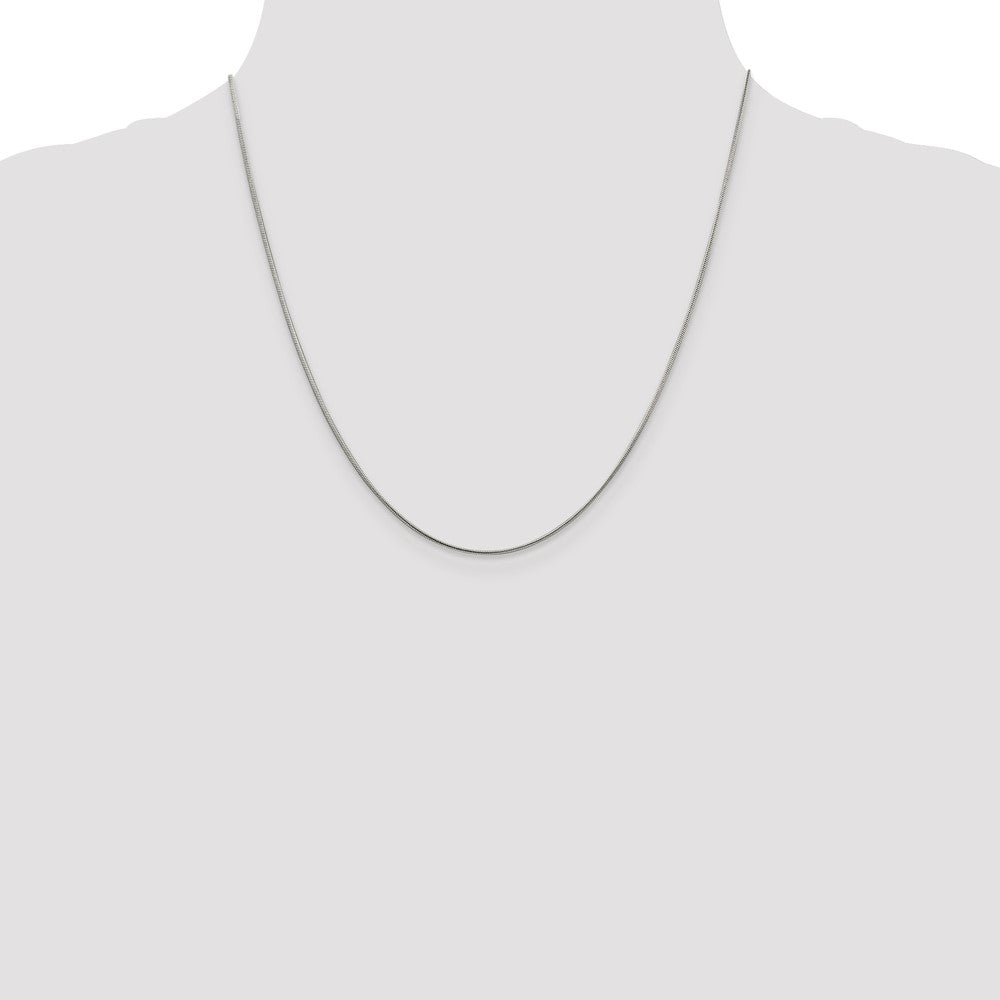 20 Inch Sterling Silver Rhodium-Plated 1mm Round Snake Chain Necklace