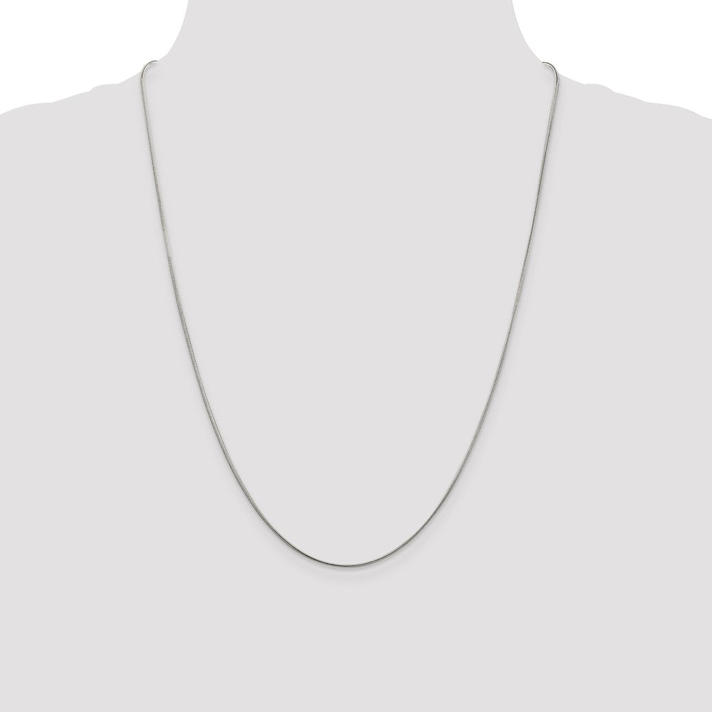 24 Inch Sterling Silver Rhodium-Plated 1mm Round Snake Chain Necklace