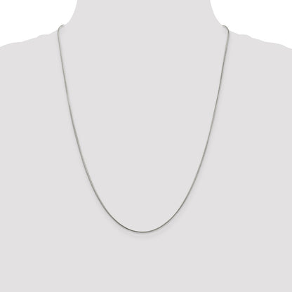 24 Inch Sterling Silver Rhodium-Plated 1mm Round Snake Chain Necklace