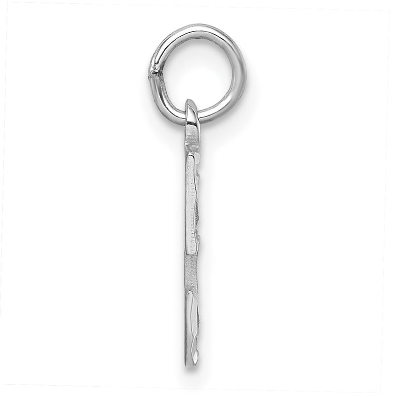 Sterling Silver Rhodium-Plated Diamond-Cut #5 Charm