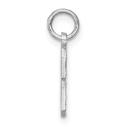 Sterling Silver Rhodium-Plated Diamond-Cut #8 Charm