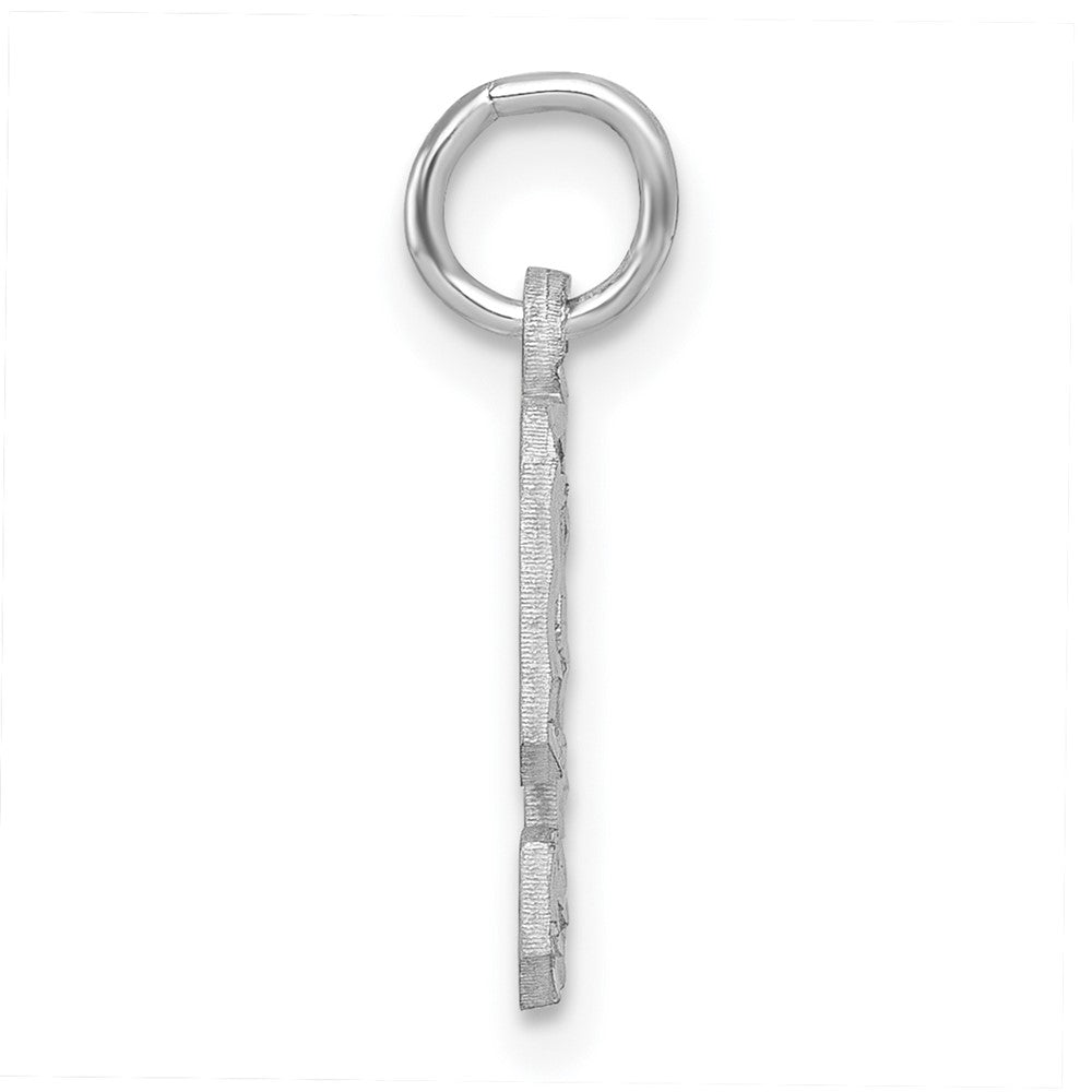 Sterling Silver Rhodium-Plated Diamond-Cut #9 Charm