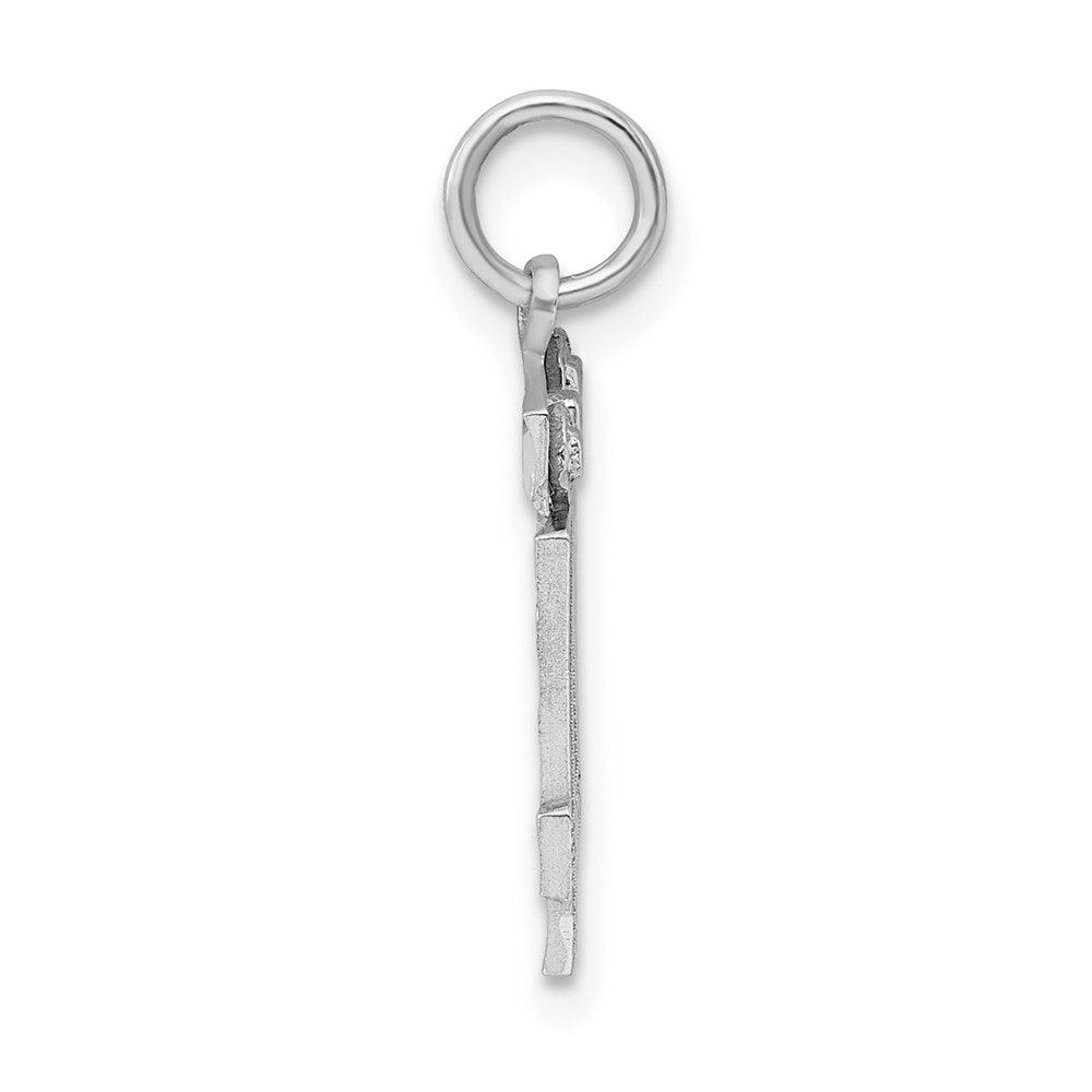 Sterling Silver Rhodium-Plated Diamond-Cut #14 Charm