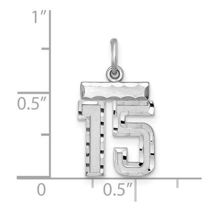 Sterling Silver Rhodium-Plated Diamond-Cut #15 Charm