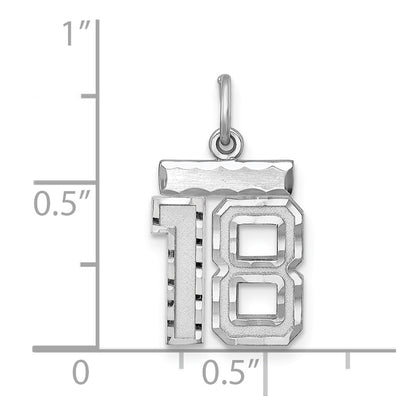 Sterling Silver Rhodium-Plated Diamond-Cut #18 Charm