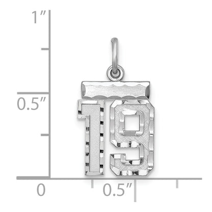 Sterling Silver Rhodium-Plated Diamond-Cut #19 Charm