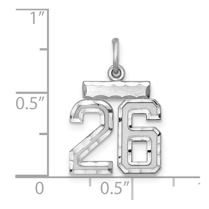 Sterling Silver Rhodium-Plated Diamond-Cut #26 Charm