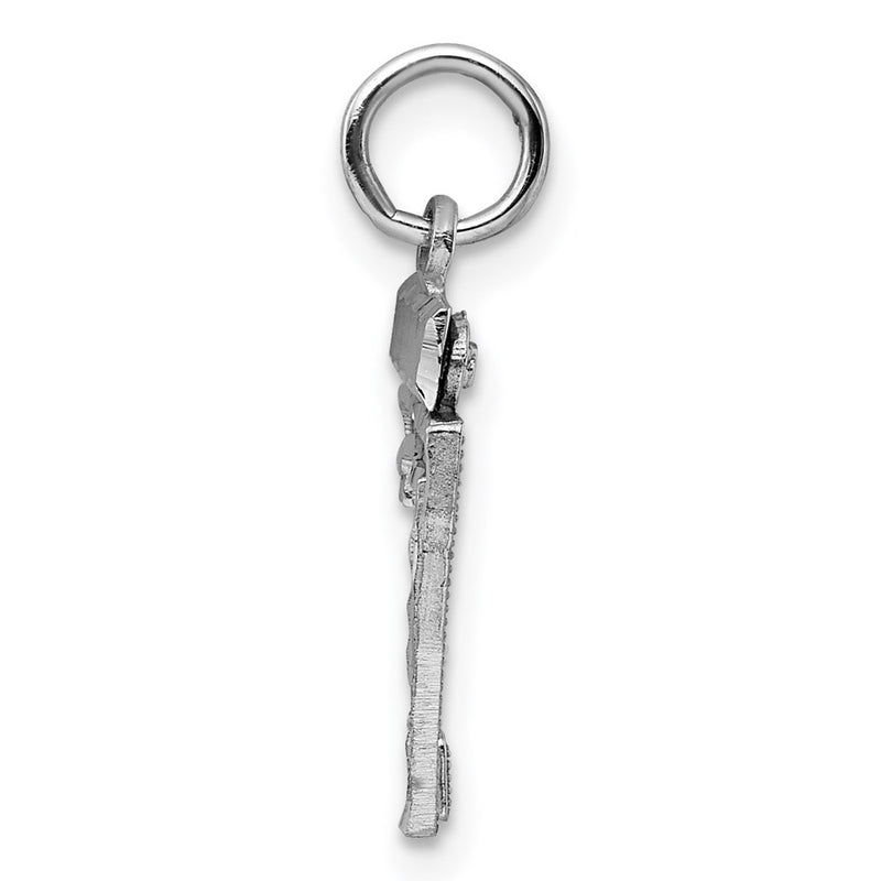 Sterling Silver Rhodium-Plated Diamond-Cut #27 Charm