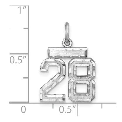 Sterling Silver Rhodium-Plated Diamond-Cut #28 Charm