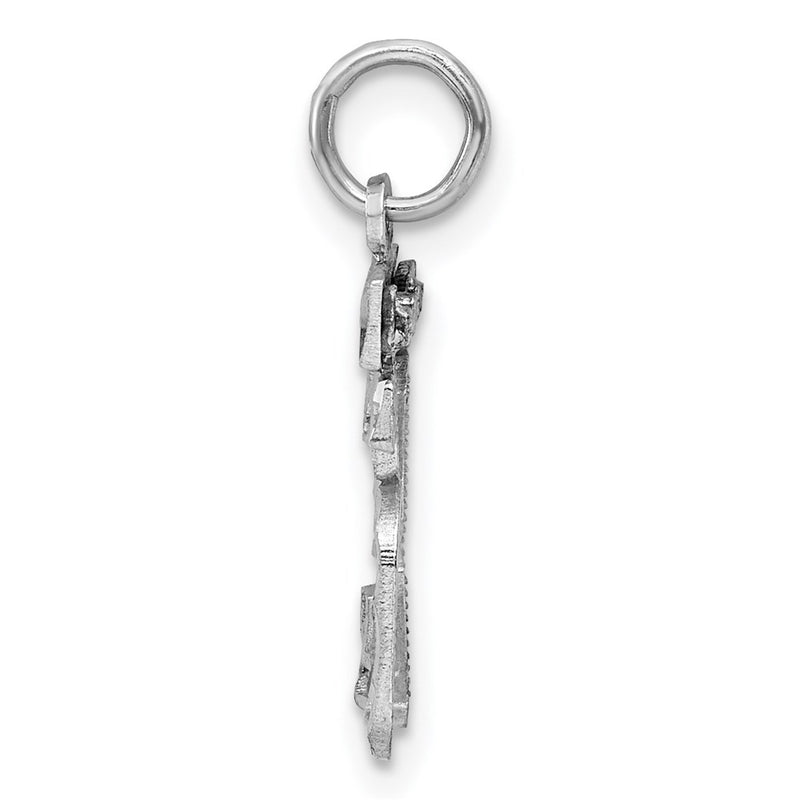 Sterling Silver Rhodium-Plated Diamond-Cut #35 Charm