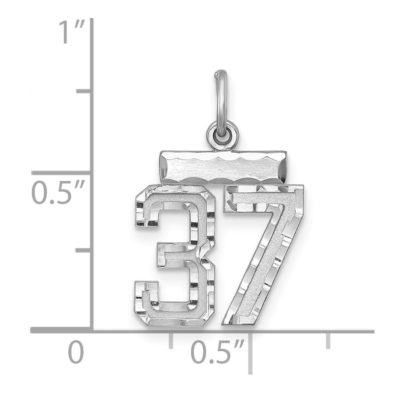 Sterling Silver Rhodium-Plated Diamond-Cut #37 Charm