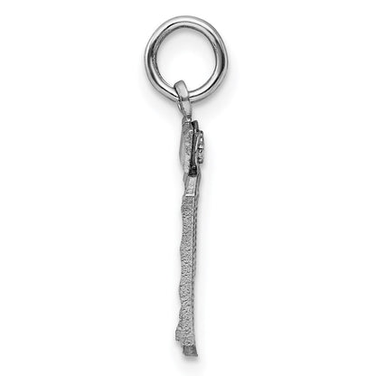 Sterling Silver Rhodium-Plated Diamond-Cut #39 Charm