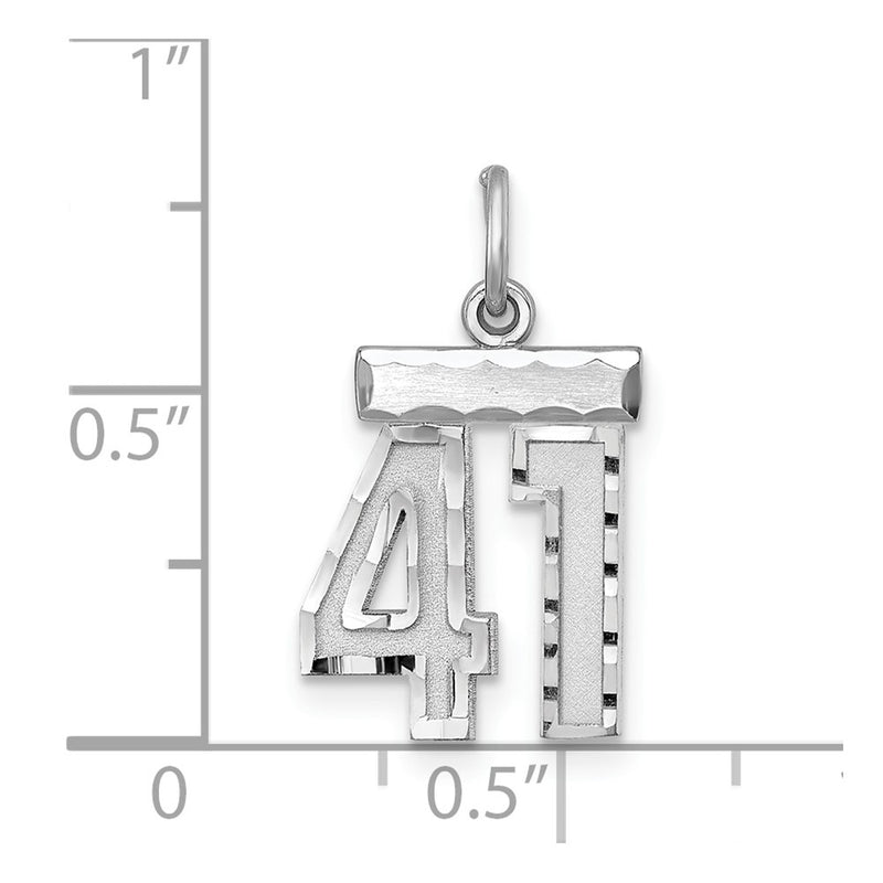 Sterling Silver Rhodium-Plated Diamond-Cut #41 Charm