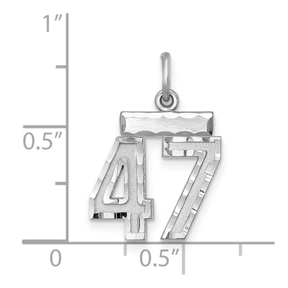 Sterling Silver Rhodium-Plated Diamond-Cut #47 Charm