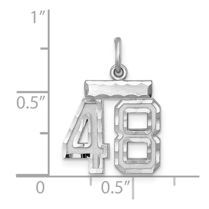 Sterling Silver Rhodium-Plated Diamond-Cut #48 Charm