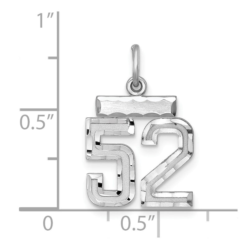 Sterling Silver Rhodium-Plated Diamond-Cut #52 Charm