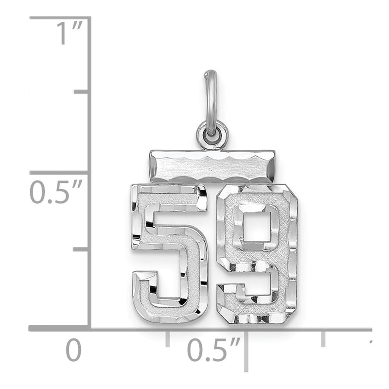 Sterling Silver Rhodium-Plated Diamond-Cut #59 Charm
