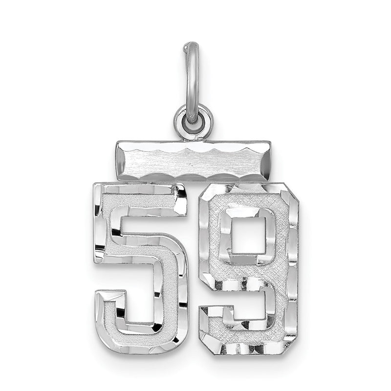 Sterling Silver Rhodium-Plated Diamond-Cut #59 Charm