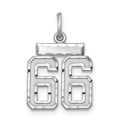 Sterling Silver Rhodium-Plated Diamond-Cut #66 Charm