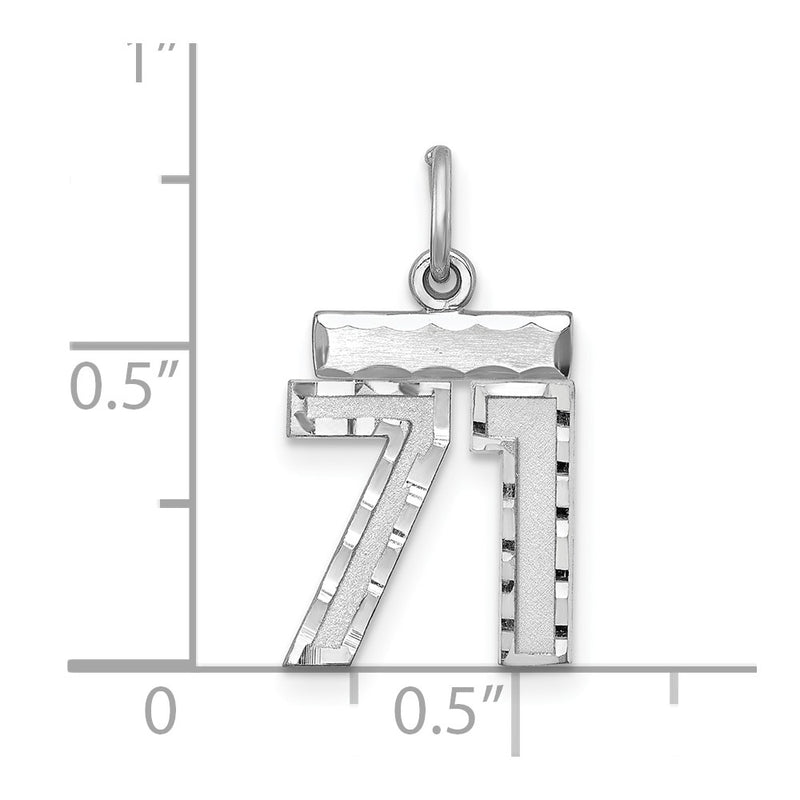 Sterling Silver Rhodium-Plated Diamond-Cut #71 Charm