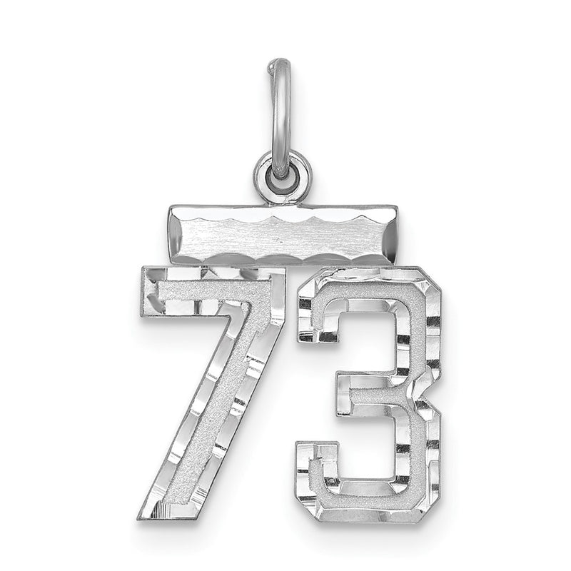 Sterling Silver Rhodium-Plated Diamond-Cut #73 Charm