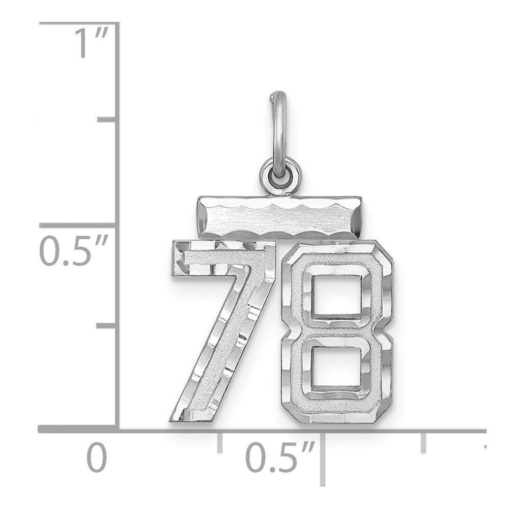 Sterling Silver Rhodium-Plated Diamond-Cut #78 Charm