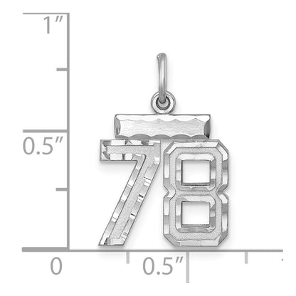 Sterling Silver Rhodium-Plated Diamond-Cut #78 Charm