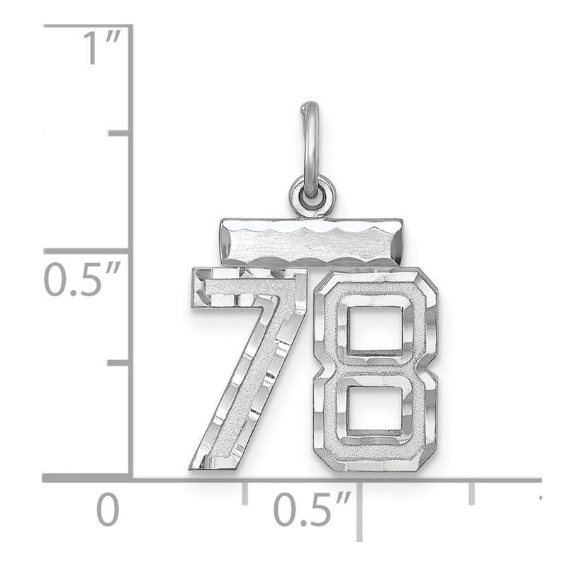Sterling Silver Rhodium-Plated Diamond-Cut #78 Charm