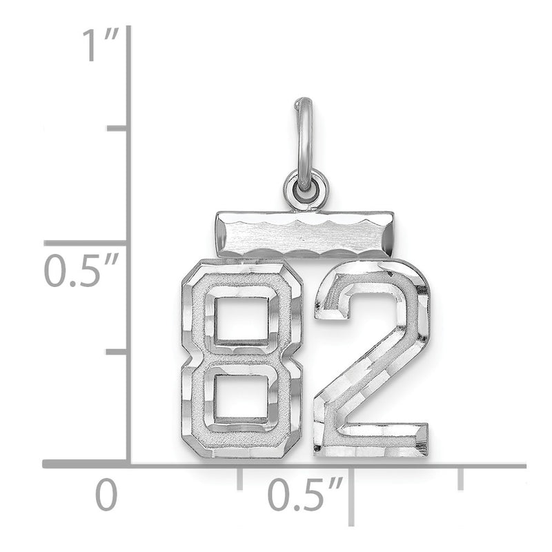 Sterling Silver Rhodium-Plated Diamond-Cut #82 Charm