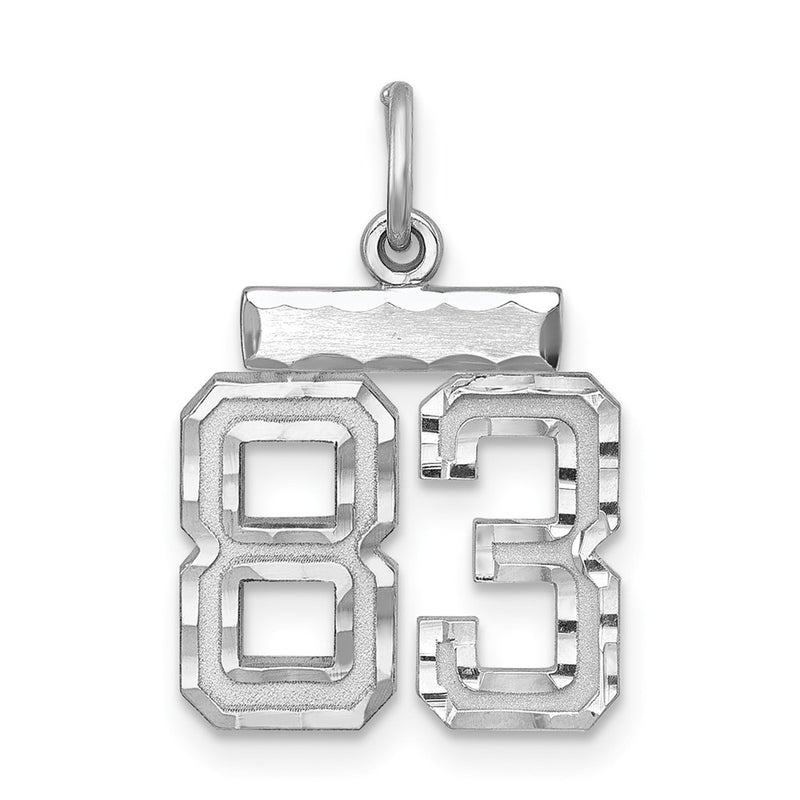 Sterling Silver Rhodium-Plated Diamond-Cut #83 Charm