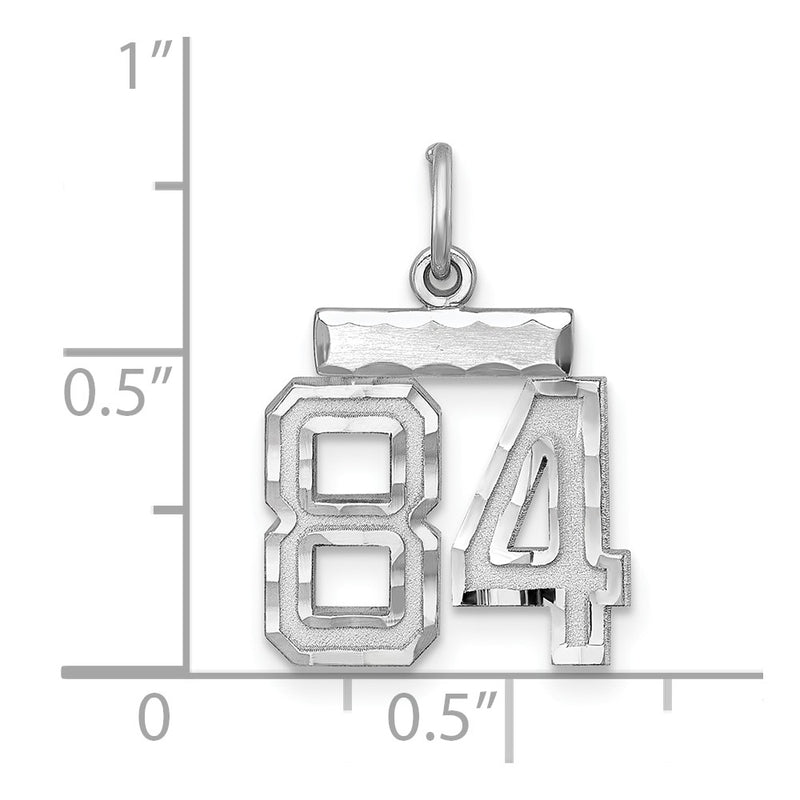 Sterling Silver Rhodium-Plated Diamond-Cut #84 Charm