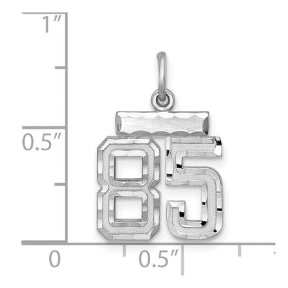 Sterling Silver Rhodium-Plated Diamond-Cut #85 Charm
