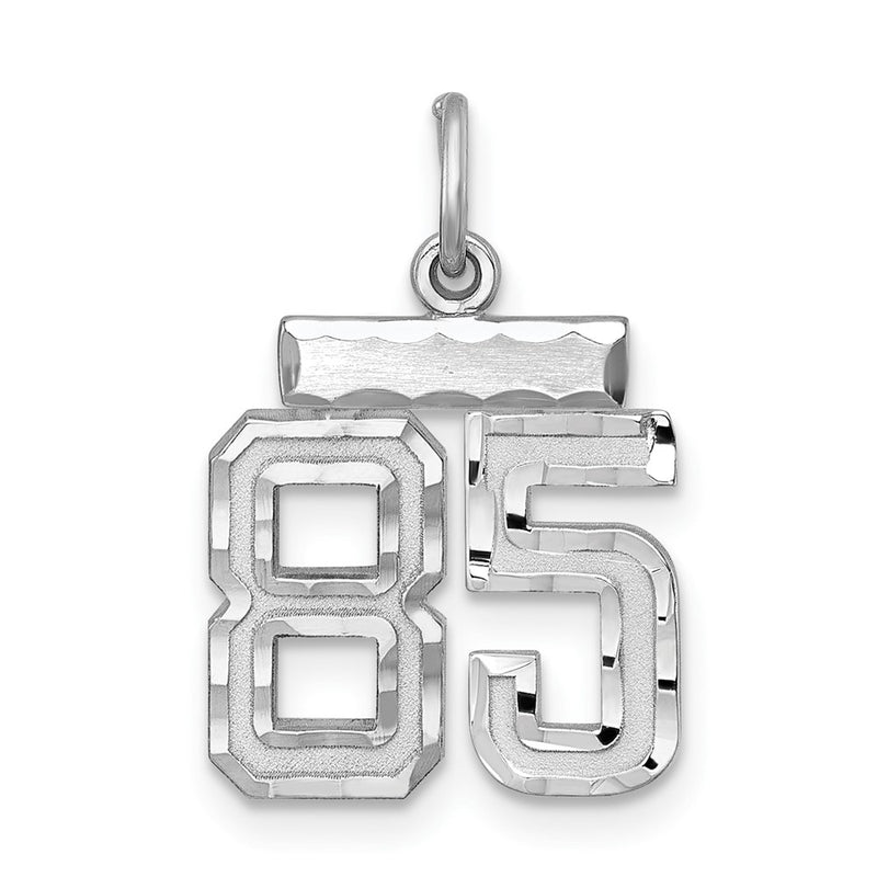 Sterling Silver Rhodium-Plated Diamond-Cut #85 Charm