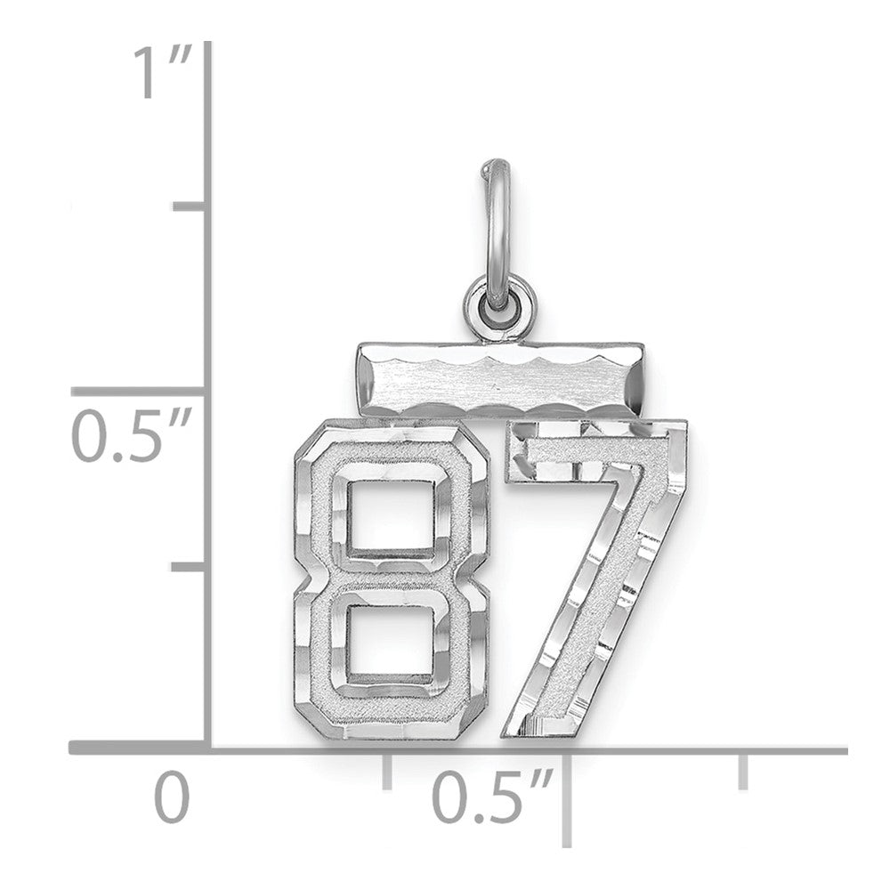 Sterling Silver Rhodium-Plated Diamond-Cut #87 Charm