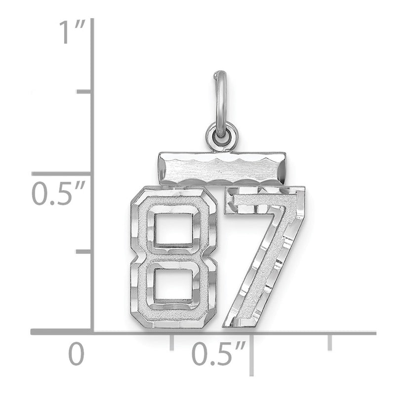 Sterling Silver Rhodium-Plated Diamond-Cut #87 Charm
