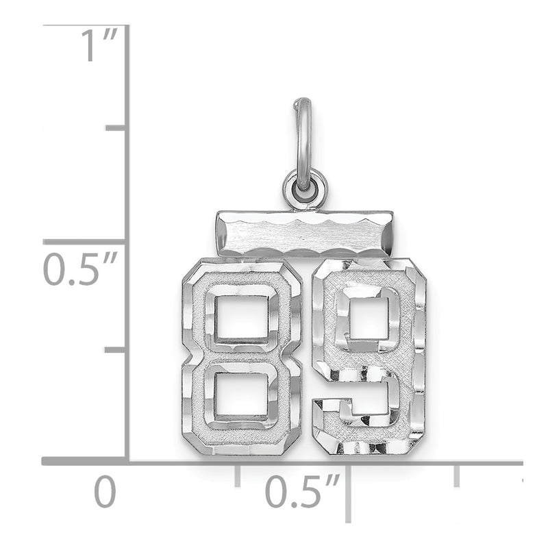 Sterling Silver Rhodium-Plated Diamond-Cut #89 Charm