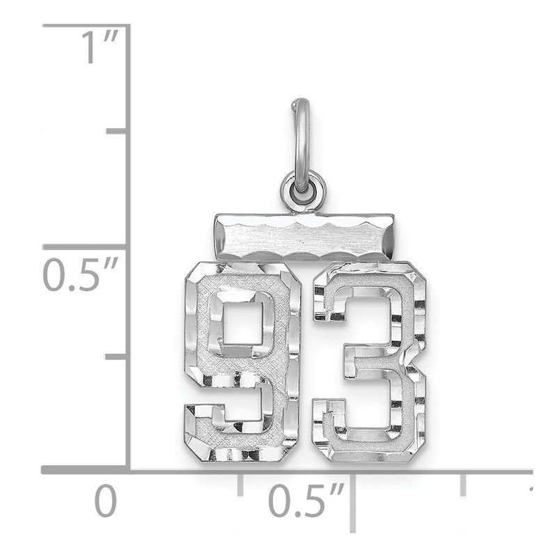 Sterling Silver Rhodium-Plated Diamond-Cut #93 Charm