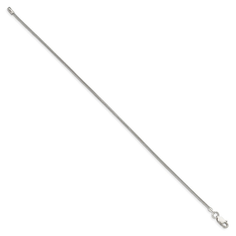 9 Inch Sterling Silver 1.5mm Round Snake Chain Anklet